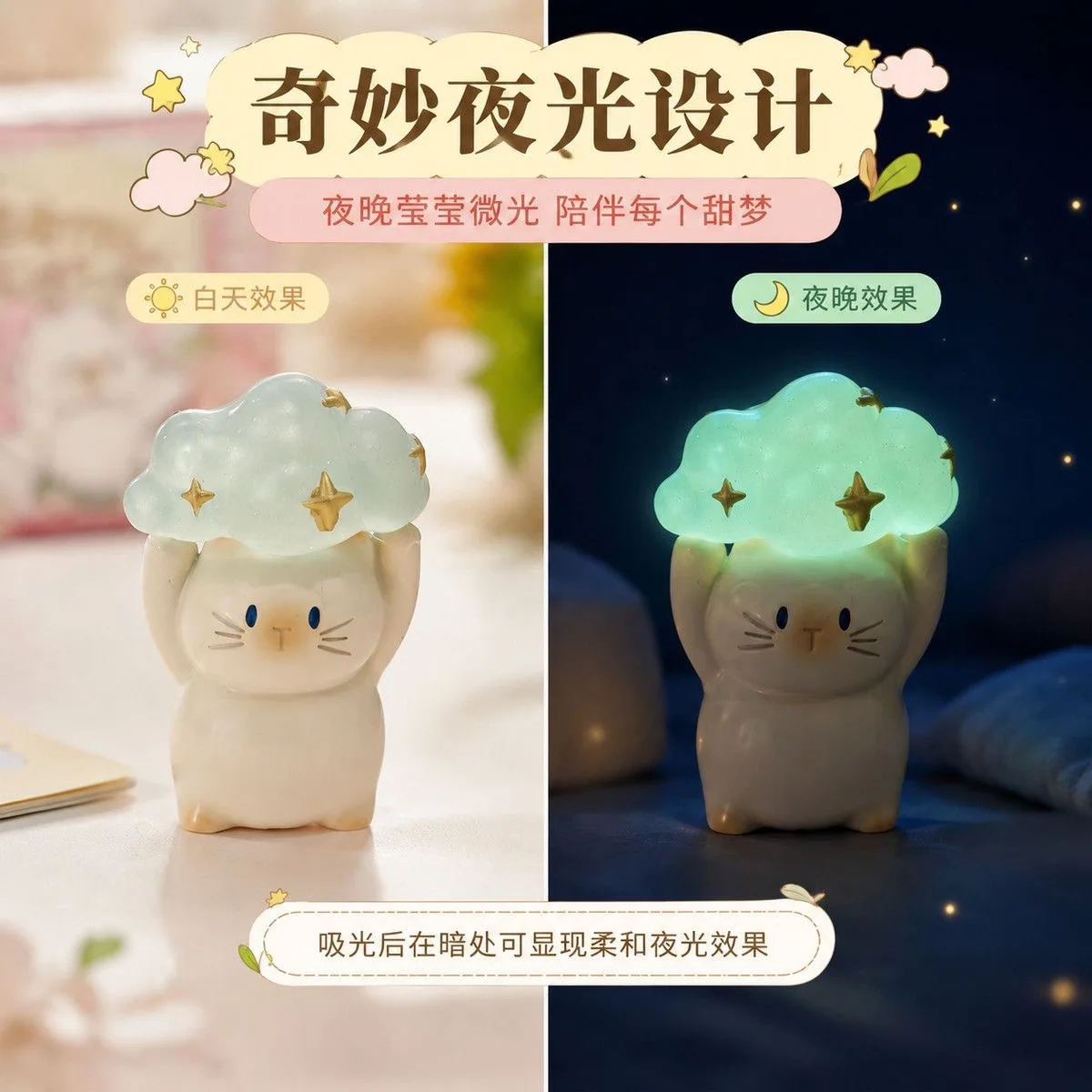 Katzen-Fantasy-Paradies Mystery Box Kawaii Leuchtende Katzen-Harzfigur Niedliche Schreibtisch-Dekoration Überraschende Mysteriöse Blindbox Spielzeug Geschenk – Detail 15