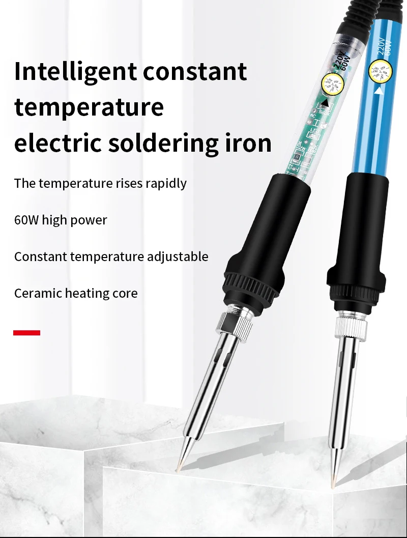 60W 220V/110V EU/US Adjustable Temperature Electric Soldering Iron Solder Tin Welding Solder Heating Nib Repair Tool