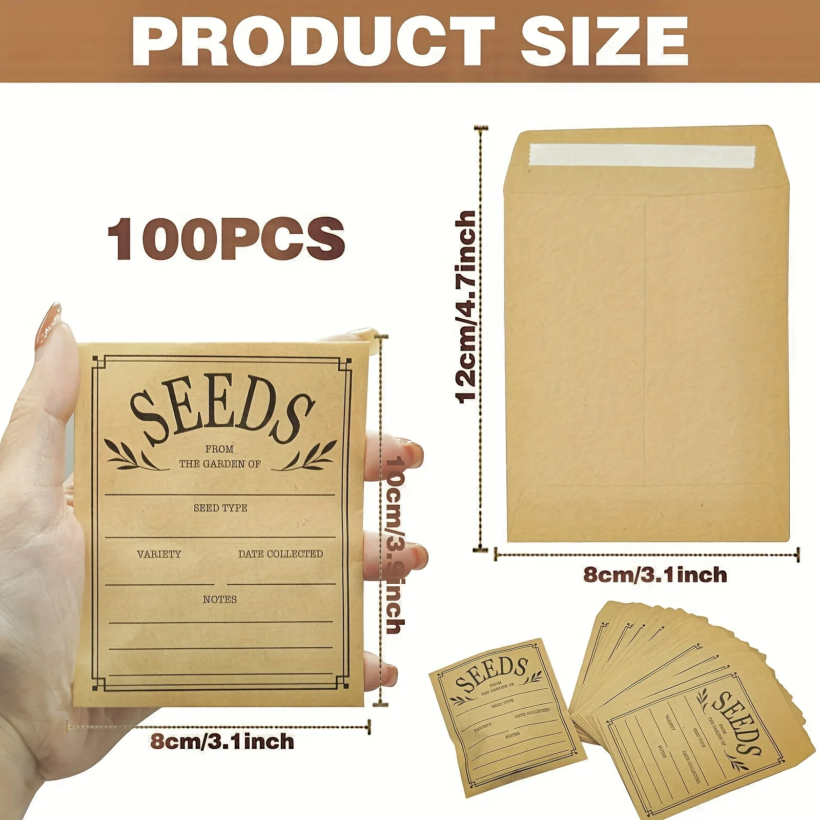 50/100 ชิ้นเมล็ดซอง, เมล็ดผนึกบรรจุภัณฑ์ซอง 3.1x4.7 นิ้วเก็บดอกไม้และเมล็ดผัก