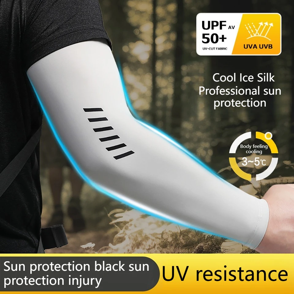 Fotografia 3: GETINFIT 1 Par de Mangas de Ciclismo em Seda Gelada, Respiráveis, com Proteção Solar UV para Verão, Esportes ao Ar Livre, Camping e Caminhada