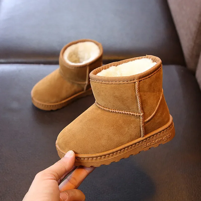 Children Snow Boots Winter Cute Warm Fashion Anti Slip Shoes Kids Boys Girls Leisure Thick Fur Platform Flat Short Boot Sneakers