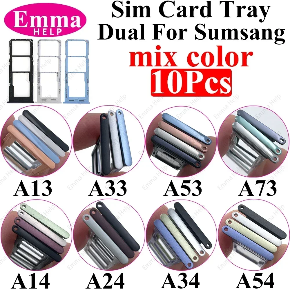 10Pcs Dual Card Phone Sim SD Card Tray For Samsung Galaxy A14 A24 A34 A54 A13 A23 A33 A53 A73 Sim Card Holder Adapter Drawer