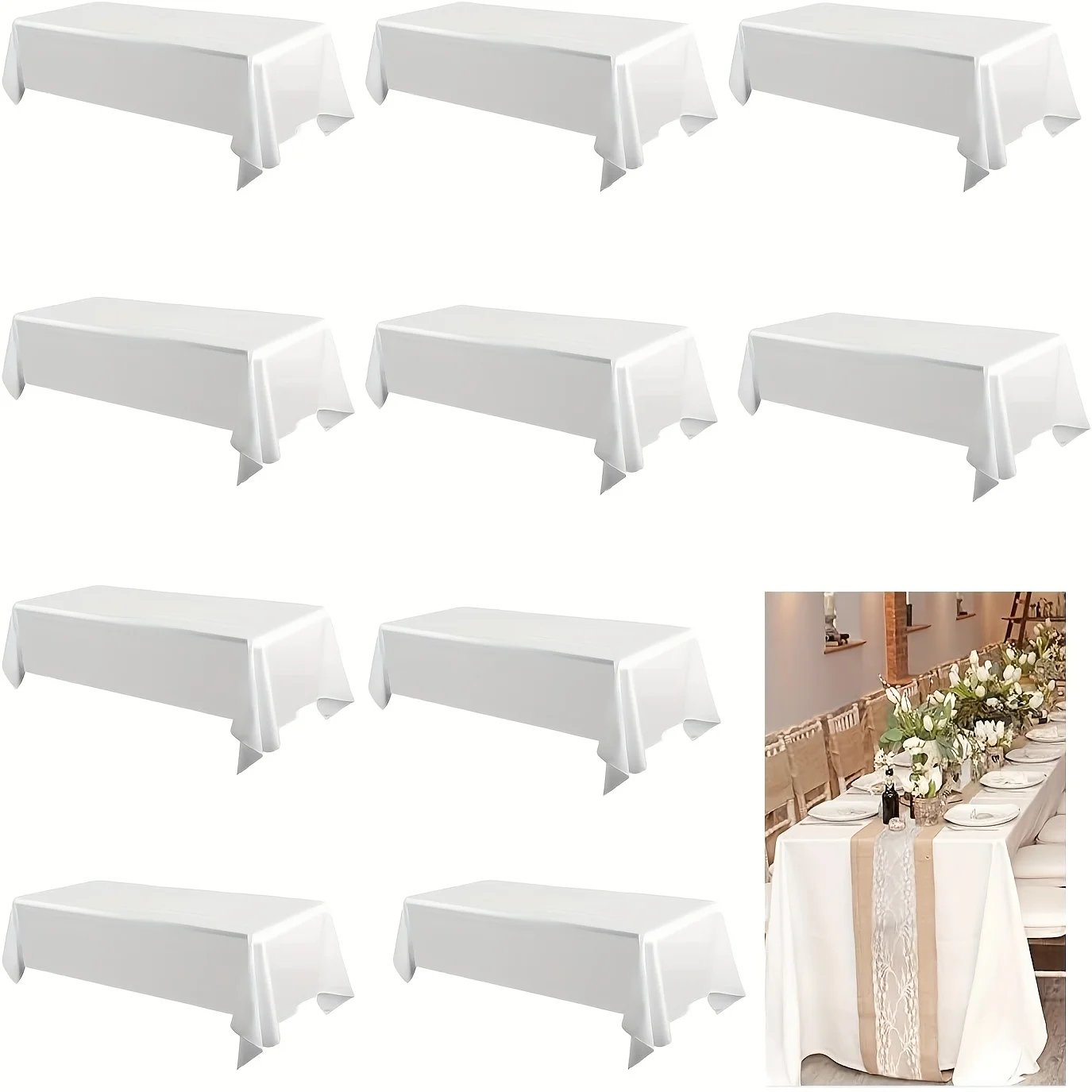 

Набор из 6/10 белых прямоугольных скатертей из полиэстера 60x102 дюйма для банкетов, свадеб, вечеринок и мероприятий - кухонные принадлежности