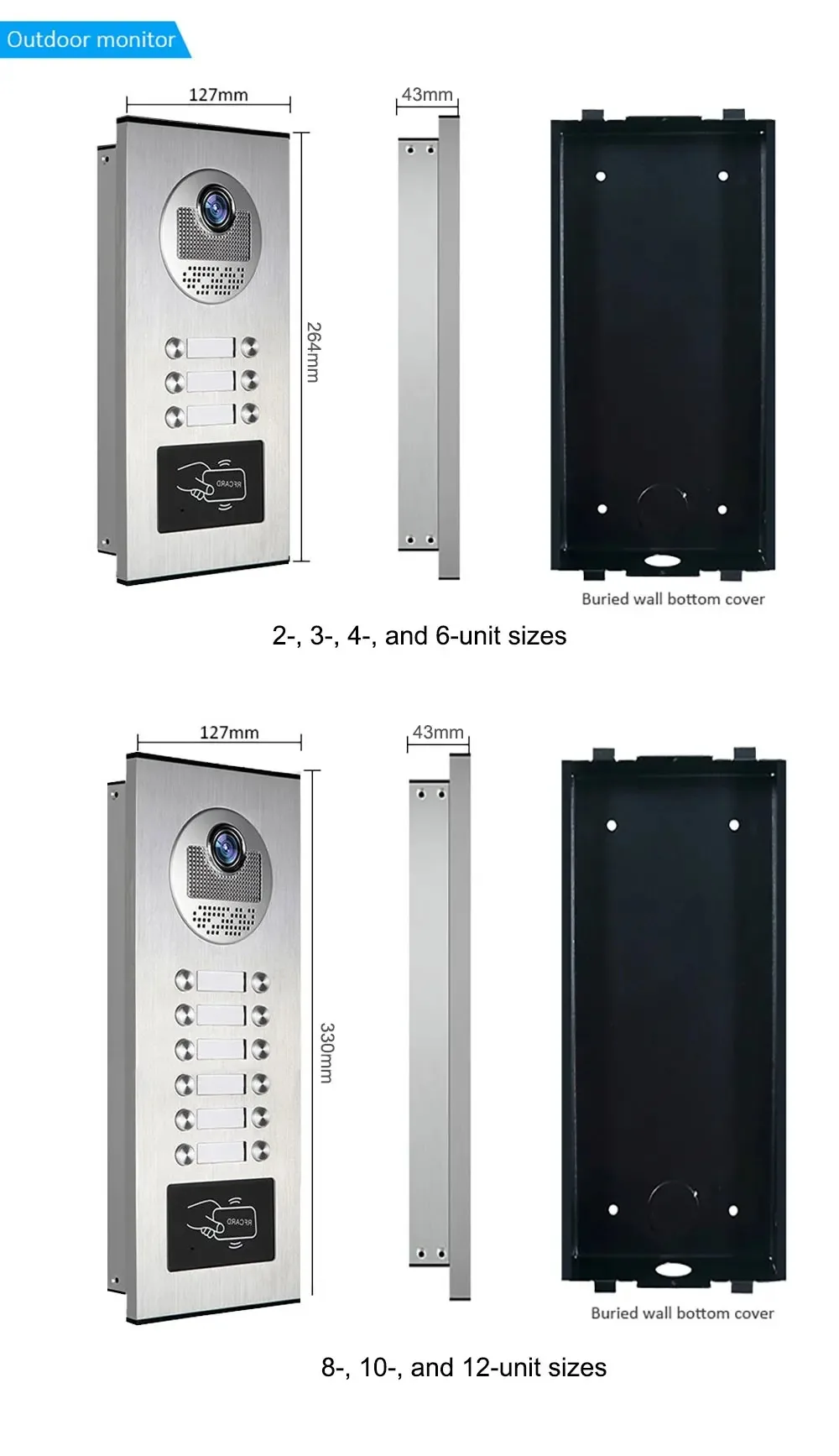 ANJIELO 7-inch 2/3/4/6/8/10/12-unit multi-unit doorbell video intercom system 1080P display Tuya smart video doorbell