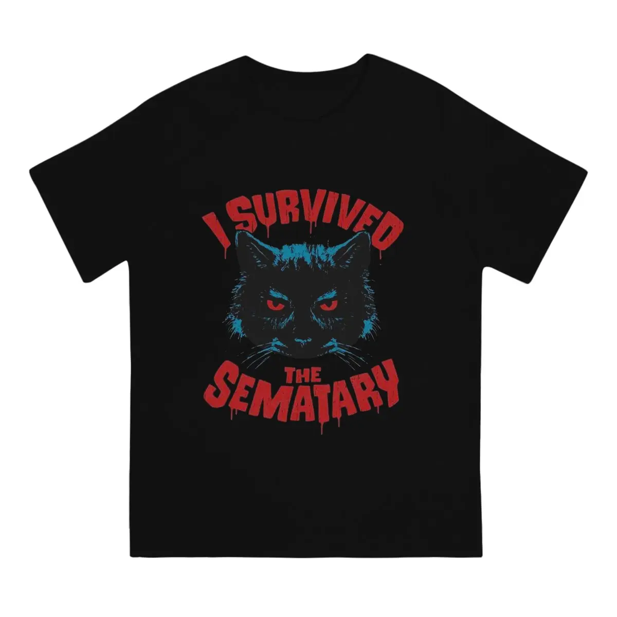 Pet Sematary Creative TShirt for Men I Survived Round Collar Basic T Shirt Hip Hop Gift Clothes Streetwear