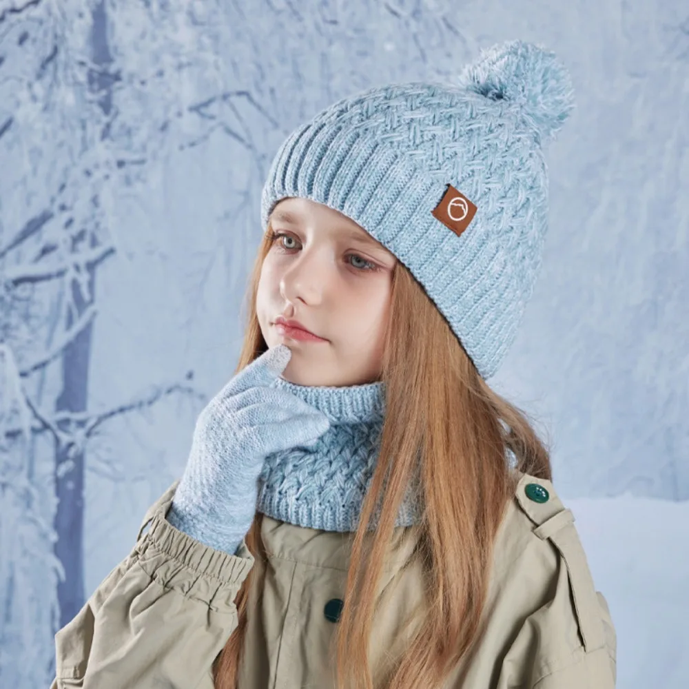 

3Pcs Fashion Unisex Kids Winter Hat Scarf Gloves Set Ear Protection Fleece Children Beanie Cap Warm Scarf Cap