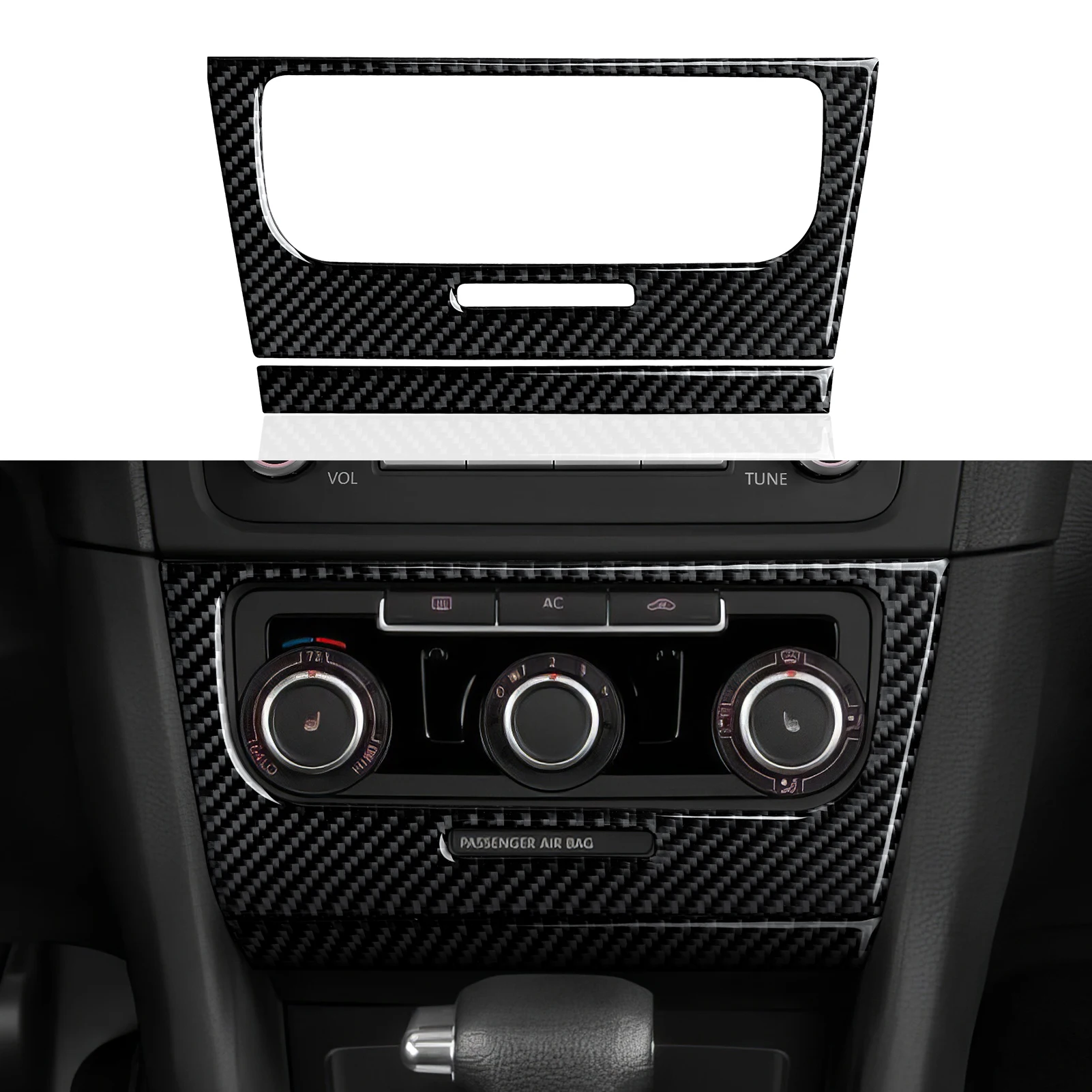 Car Center Console Gear Shift Panel For Volkswagen Golf VI MK6 GTI R Plus (2010-2014) Carbon Fiber Interior Sticker Trim Set Kit - view 5