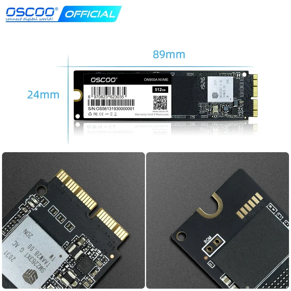 OSCOO NVMe PCIe Gen3.0*4 SSD dla Macbook 2013-2017 Macbook Air A1465 A1466 A1398 A1419 A1418 SSD Wewnętrzny dysk półprzewodnikowy