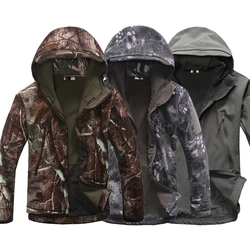 Lurker Soft Shell Camouflage Jacket Men Waterproof Tactical Jackets Winter Warm Windproof Outdoor Hiking Hunting Hooded Coat
