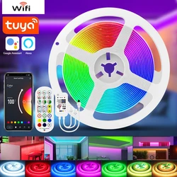 Smart 24V COB RGB LED taśma świetlna 2M 5M 10M 840Leds/M RGB Led taśma oświetleniowa Tuya WiFi, Bluetooth zdalna lampa dekoracyjna sterownia