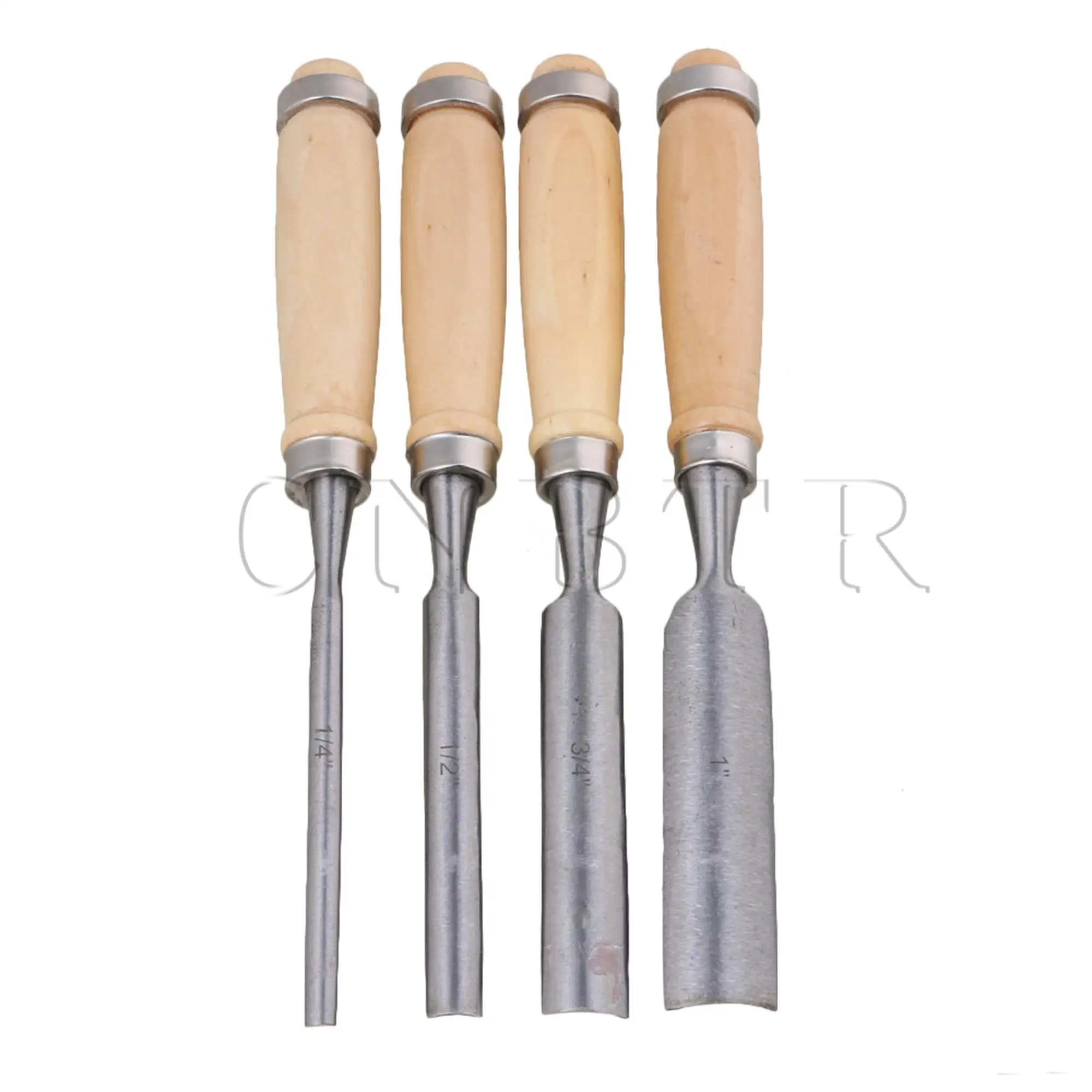 CNBTR Wood Color Carving Firmer Gouge Wood Chisel Set DIY Woodworking Handle Carpentry Tools Pack of 4