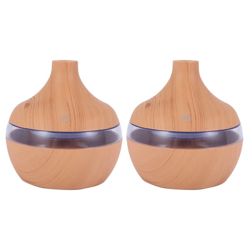 2X Wood Grain Aromatherapy USB Humidifier Water Droplets Air Purification Essential Oil Aroma Diffuser Grain