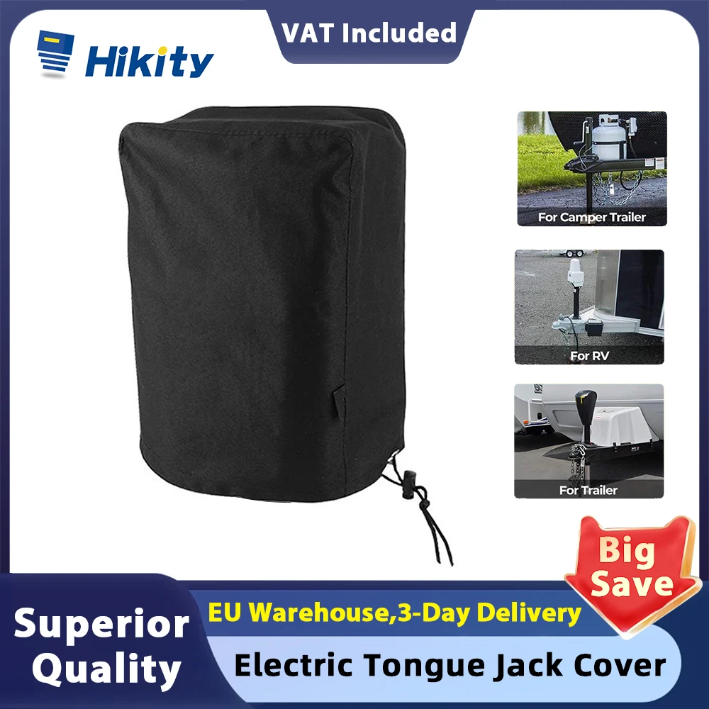 Hikity RV Electric Tongue Jack Cover, 600D Universal Trailer RV Electric Tongue Jack Protective Cover RV Accessories