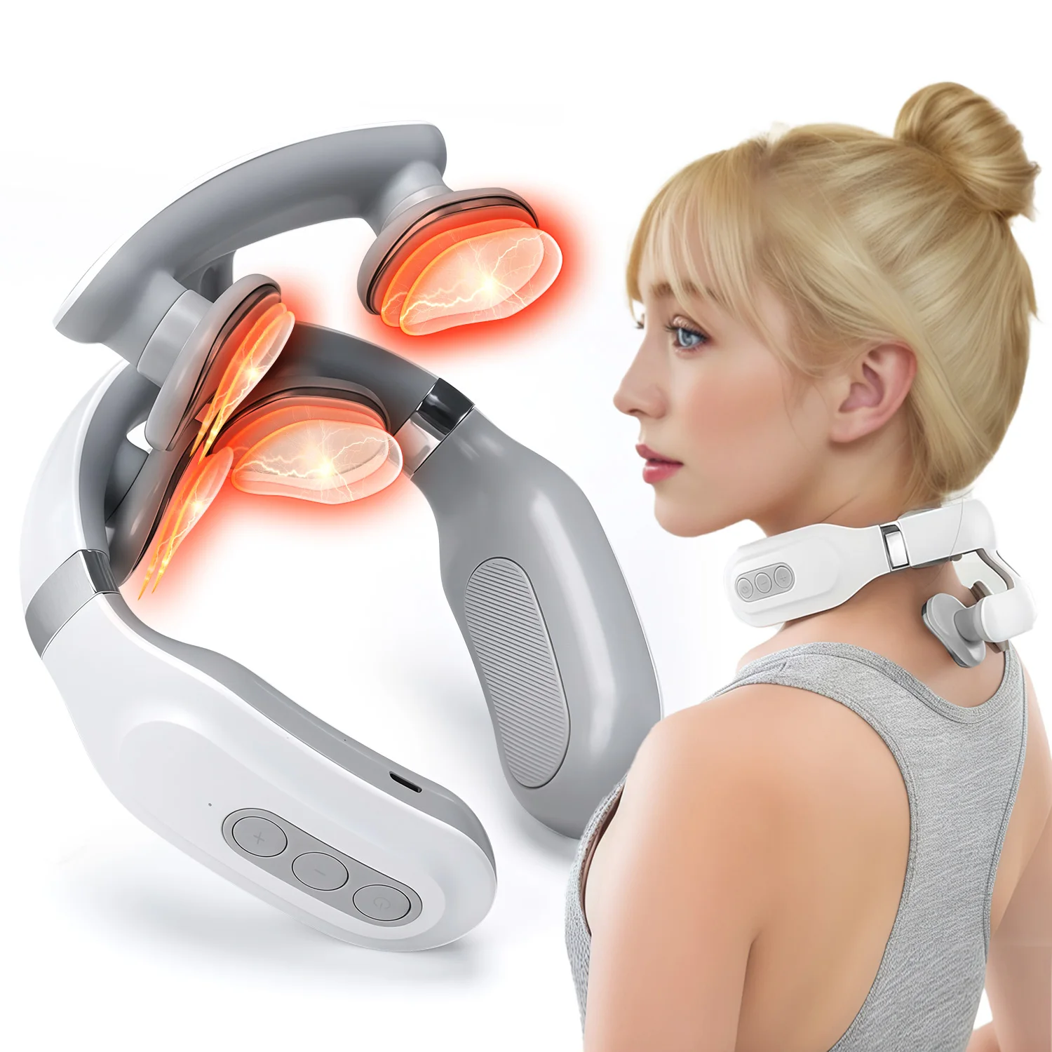 

4D умный массажер для шеи с подогревом, портативное устройство для массажа плеч и шеи, шейные массажеры для расслабляющего здравоохранения, идеальный подарок