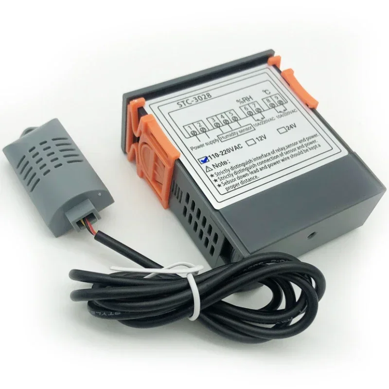 المزدوج ترموستات رقمي التحكم في درجة الحرارة والرطوبة STC-3028 ميزان الحرارة الرطوبة حاضنة تحكم التيار المتناوب 220 فولت تيار مستمر 12 فولت 24 فولت