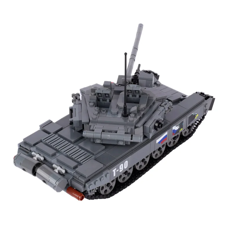 Military World War II Russian T90 Main Battle Tank MOC Soldier Carrier Tracked Armored Vehicle Assembled Building Blocks Toys