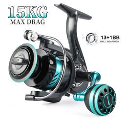 DK 1000-7000 Series Spinning Fishing Reel, 13+1 BB, 5.2:1 Gear Ratio, 15KG Max Drag, CNC Metal Rocker, For Freshwater Saltwater