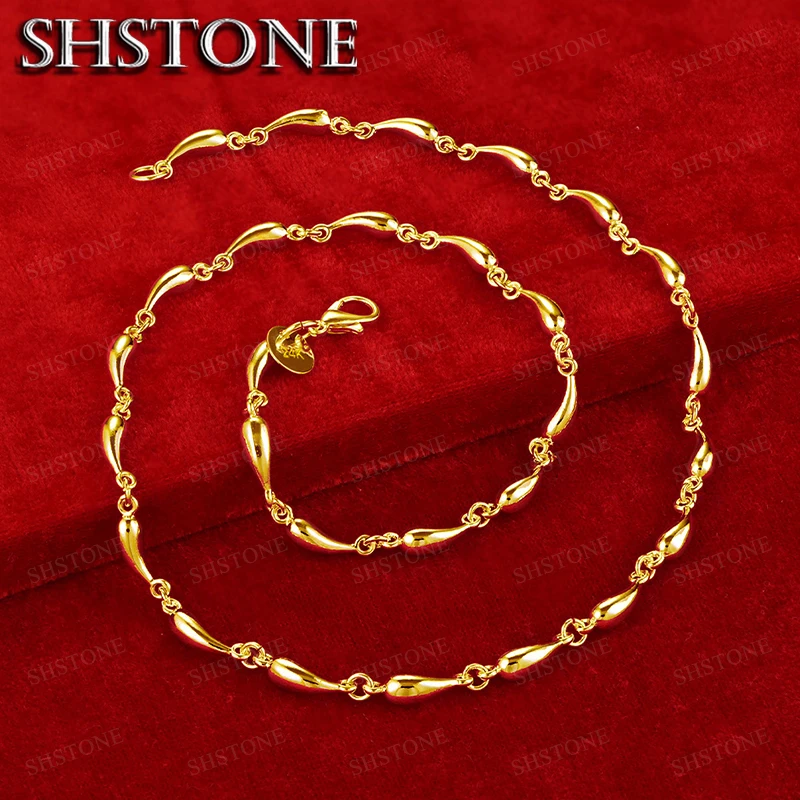 18K Gold Water Drop Raindrop Necklace For Women Chain Engagement Wedding Fashion Jewelry Christmas Gifts