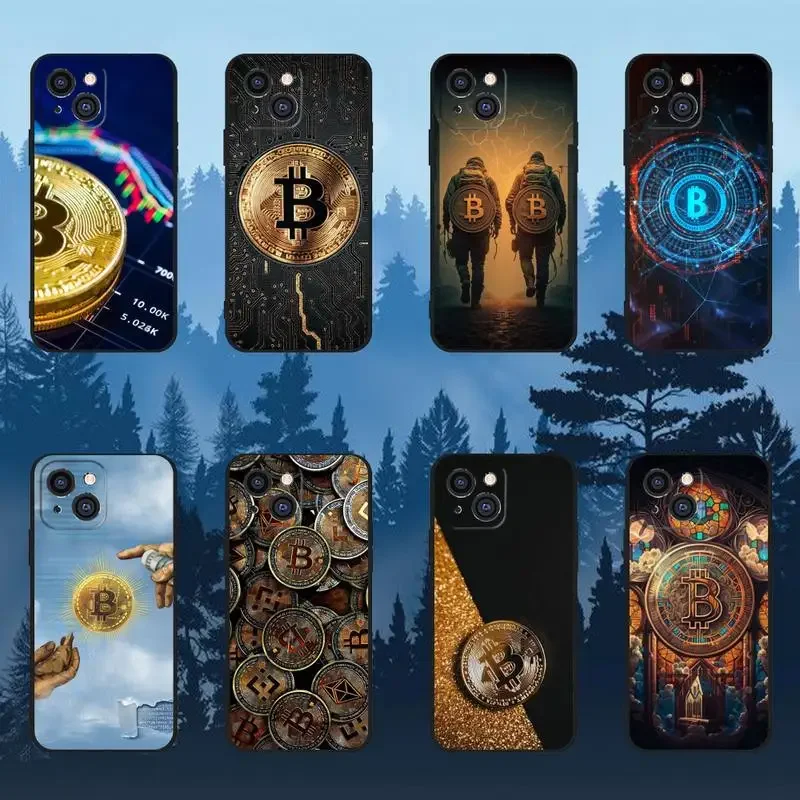 BitCoin Art Evolution Money Phone Case For iPhone 11 12 Mini 13 14 15 PRO XS MAX X XR 6 7 8 Plus Black Shell