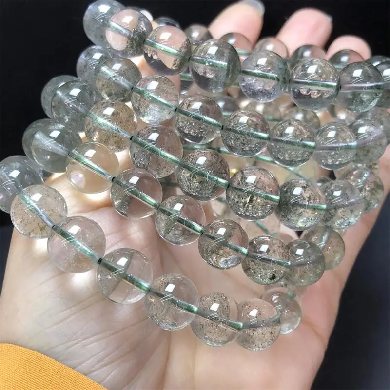 12MM Natural Green Garden Quartz Bead Bracelet Healing Reiki Crystal Man Woman Fengshui Jewelry Birthday Gift