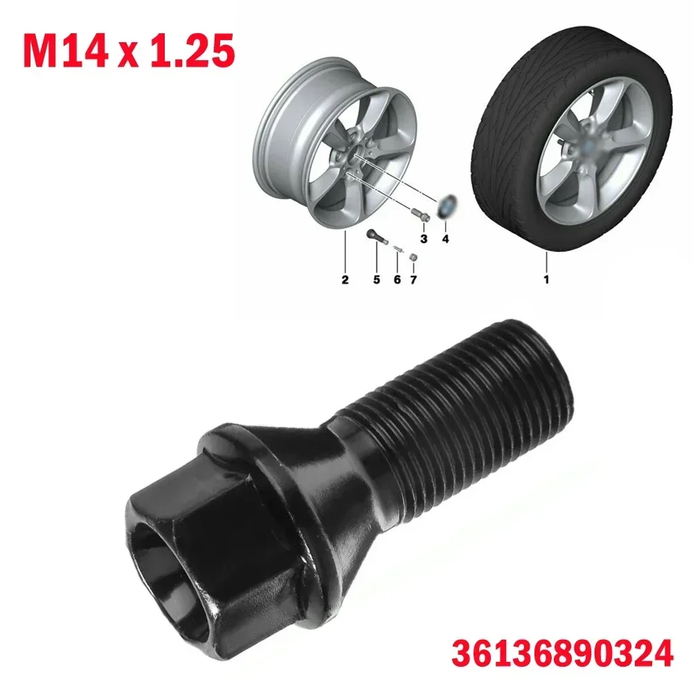 VERYUS 36136890324 For BMW Wheel Nut Stud Bolt M14 X 1.25 Black F25 X3 E70 X5 Fitment: (The Compatibility Is Just For Reference