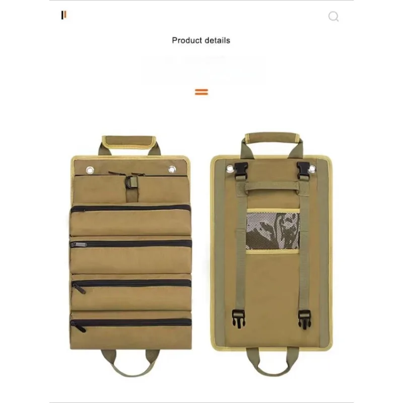 1 قطعة حقيبة تخزين قابلة للدوران من قماش أكسفورد منظم للكهربائي الخارجي مجموعة أدوات السيارات المحمولة تصميم مدمج متين