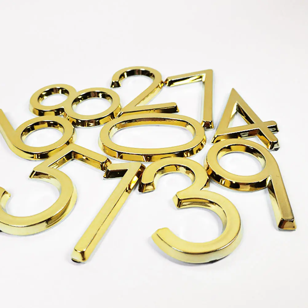 

10 Pcs Metal Door Numbers Self Adhesive ABS House Address Mailbox Street Number Signs Office Hotel Room Decor
