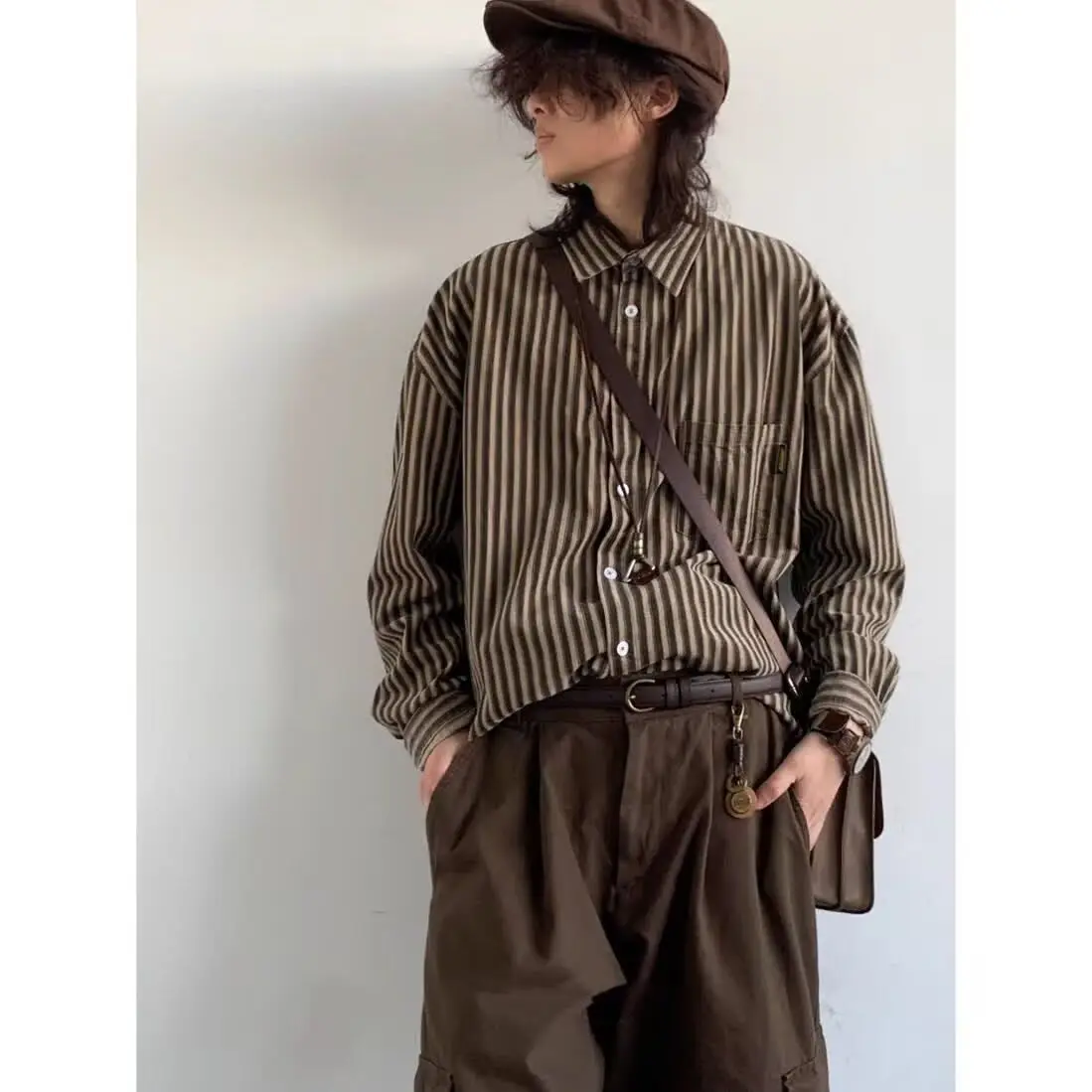 

Мужская летняя повседневная верхняя одежда в стиле ретро с японским принтом, свободного кроя, из полиэстера, с длинным рукавом, 2024