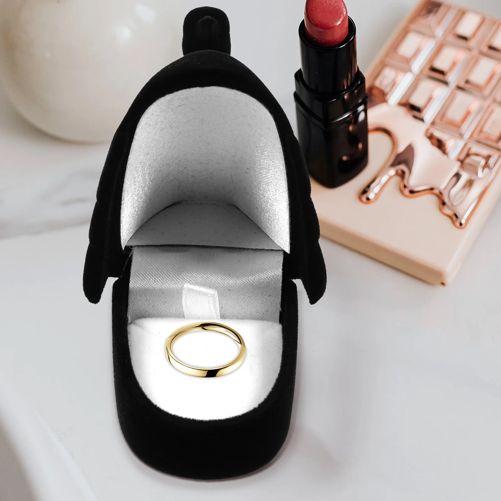 

Swan Shape Ring Box Plastic Jewelry Gift Box for Wedding Engagement Valentine's Day Elegant Storage Case Ring Container