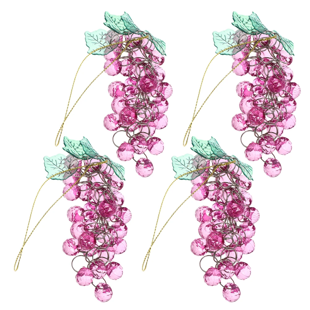

4pcs Acrylic Beaded Ornament Simulated Grape Bunch Decor For Wedding Party Christmas Home Grape Hanging Pendant Celebration