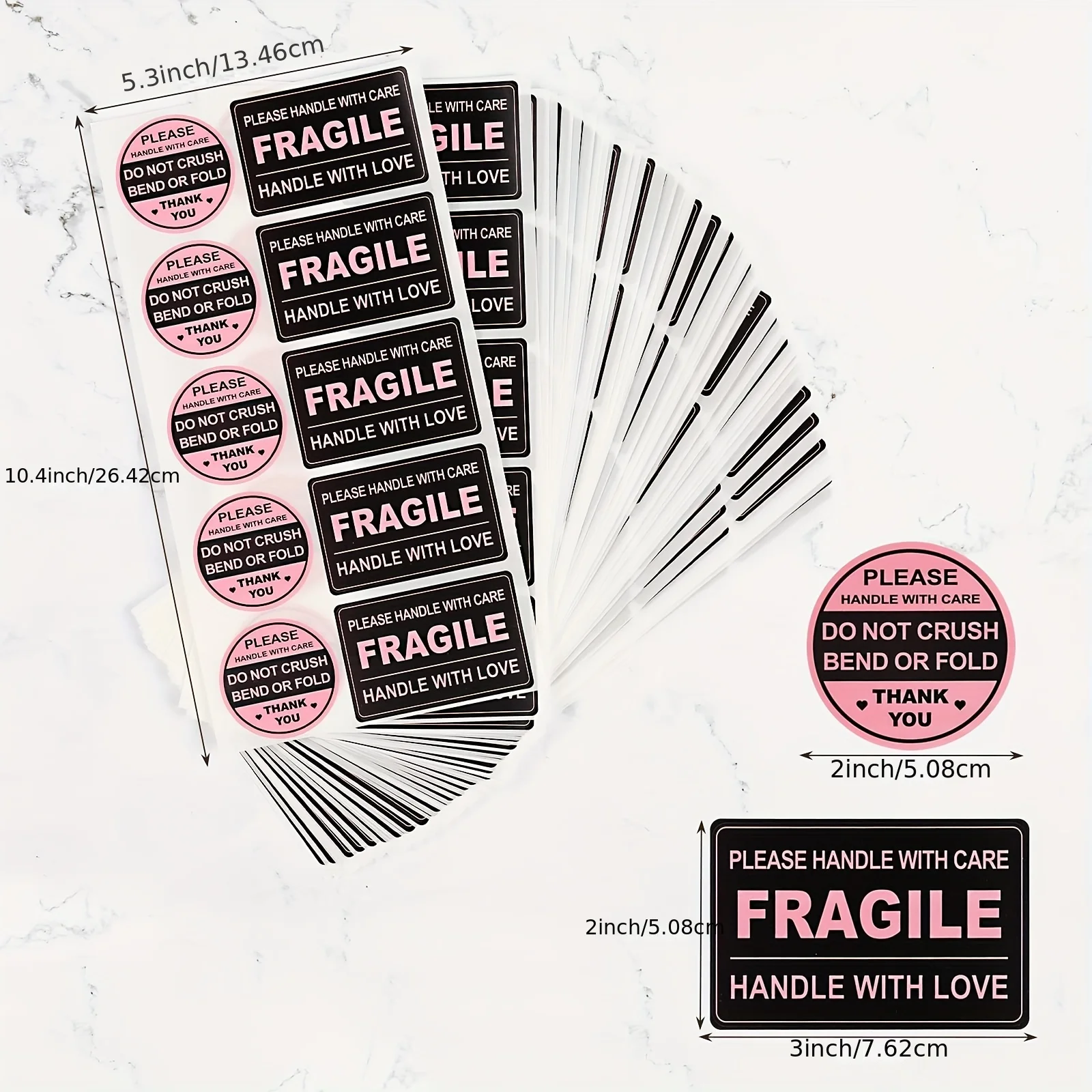 100 Fragile Stickers for ShippingNon-Folding or Folded Stickers Non-Drop Shipping LabelsMailing EnvelopesCartonsPalletsAdhesive