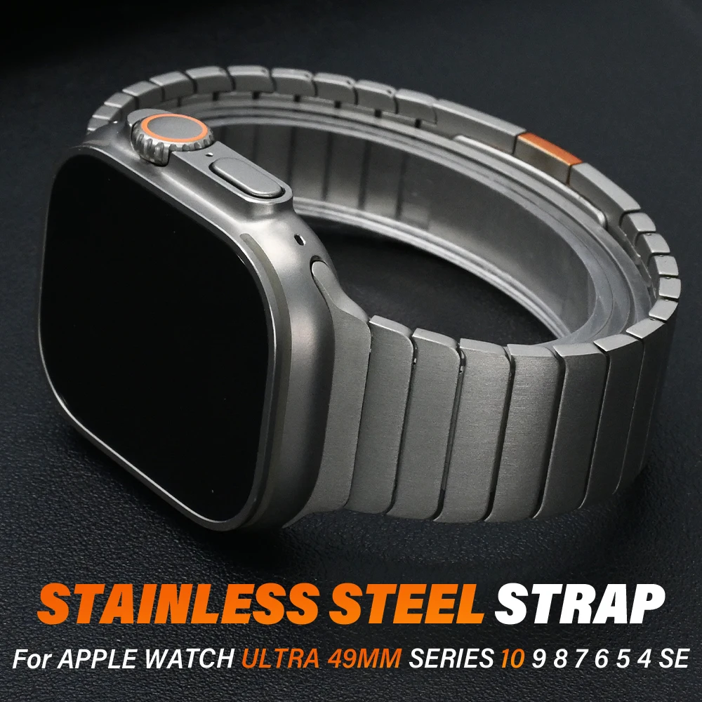 

Stainless Steel Link Bracelet for Apple Watch 49mm 46mm 45mm 44mm 42mm 41mm 40mm 38mm MEN Strap for Iwatch 10 9 8 7 6 5 4 Ultra2