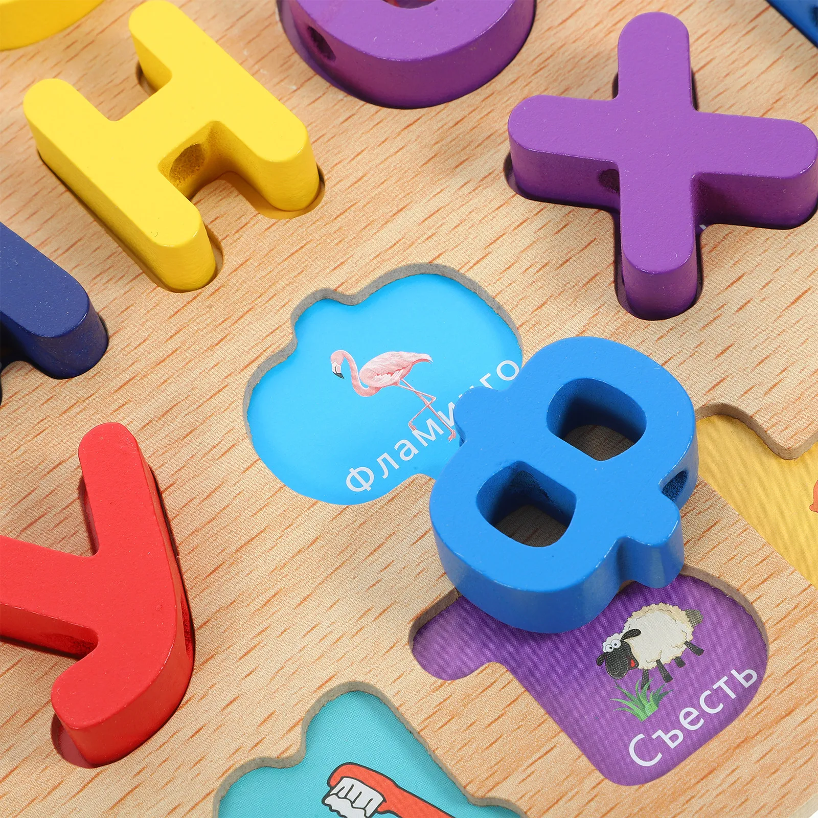 

1Set Russian Alphabet Wooden Puzzle Educational Lacing Beads Learning Board Hand Eye Coordination Development Preschool