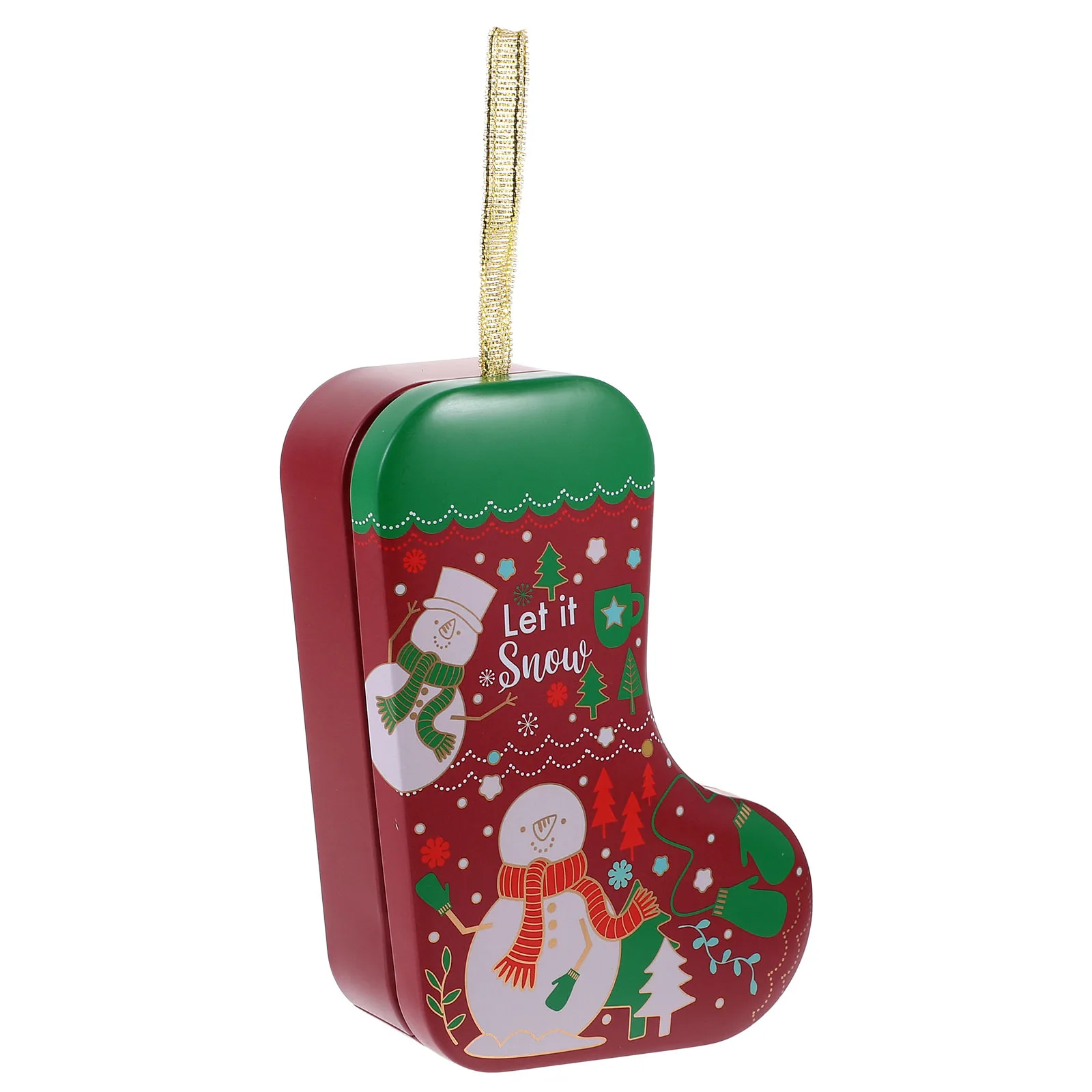 

Christmas Sock Tinplate Box Large Capacity Candy Storage Container Biscuits Treats Gift Case Party Favor Tin