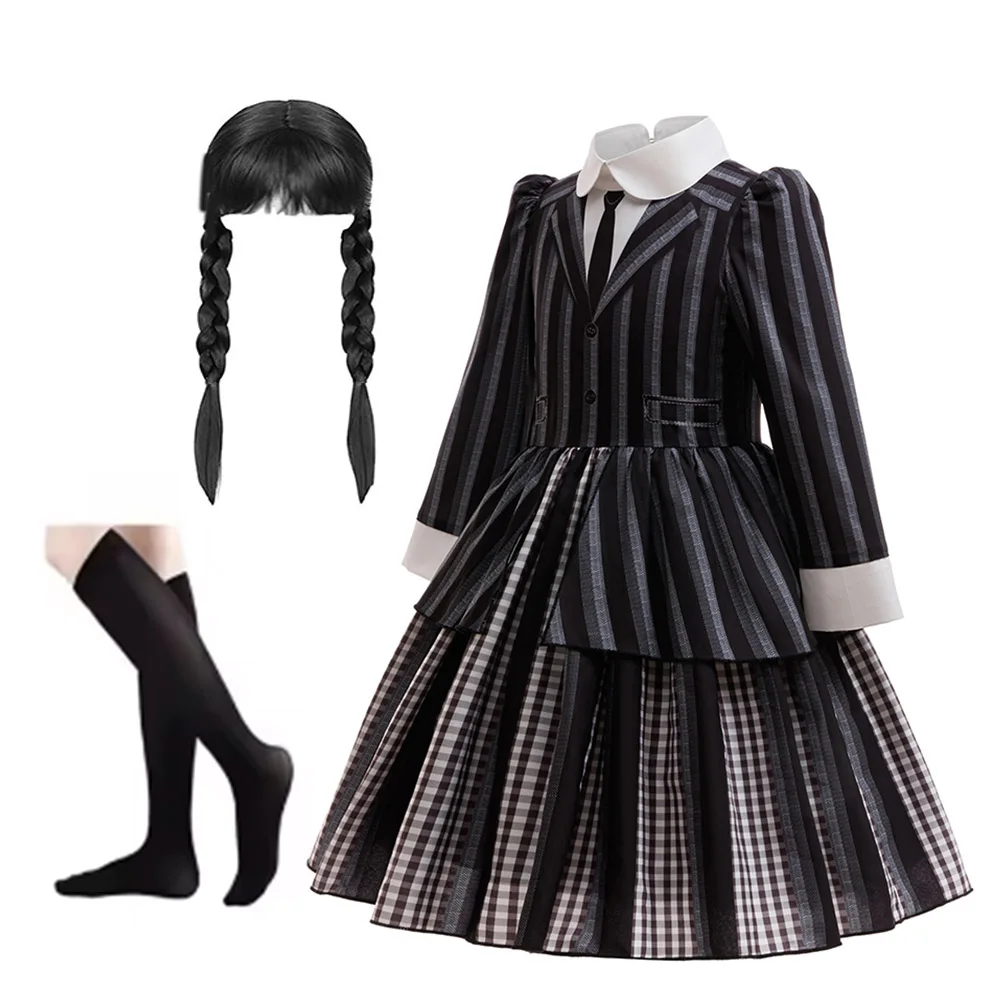 

Gothic Girls Dress BlackFamily Cosplay Costume Girls Birthday Party Stage Perform Clothing Halloween Carnival Dress 3-12Y Kids