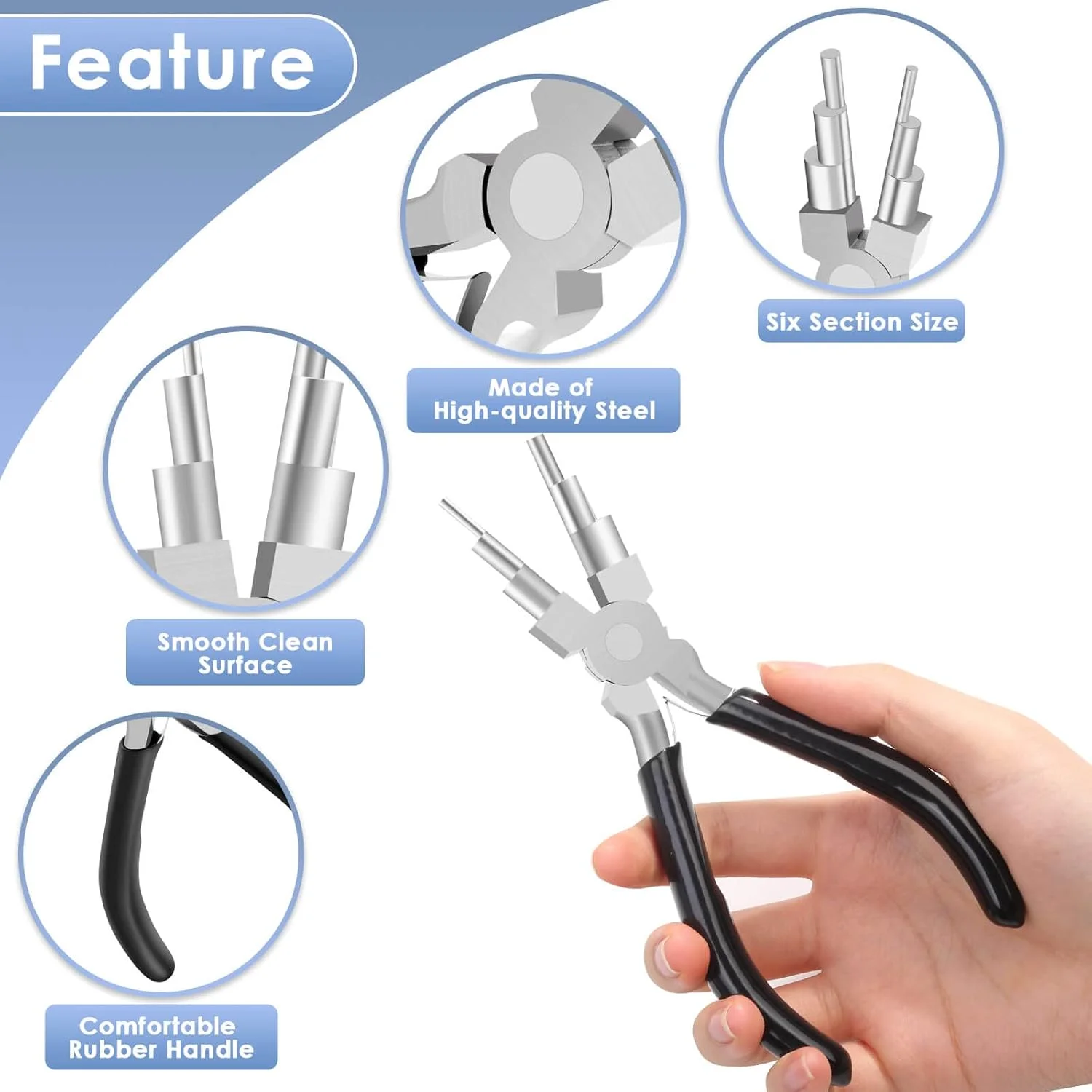 6-in-1-Biegezange, 3-10 mm Mehrstufige Drahtbiegezange mit rutschfestem Griff, Drahtbiege- und Formwerkzeug aus Kohlenstoffstahl – Detail 3