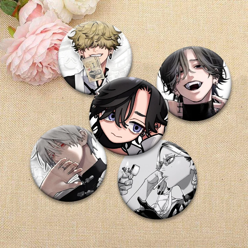 Anime Gokurakugai 32/44/50/58mm Button Pins Snap in Design Brooches Daily Stylish Ornament Badge Exquisite Gifts for Friends