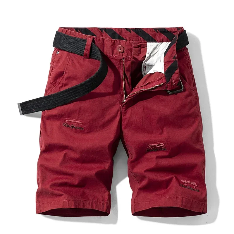 No Belts Men Cotton Casual Shorts New Summer Man Loose Jogger Cargo Shorts Pants Quality Male Straight Knee Length Pants 38