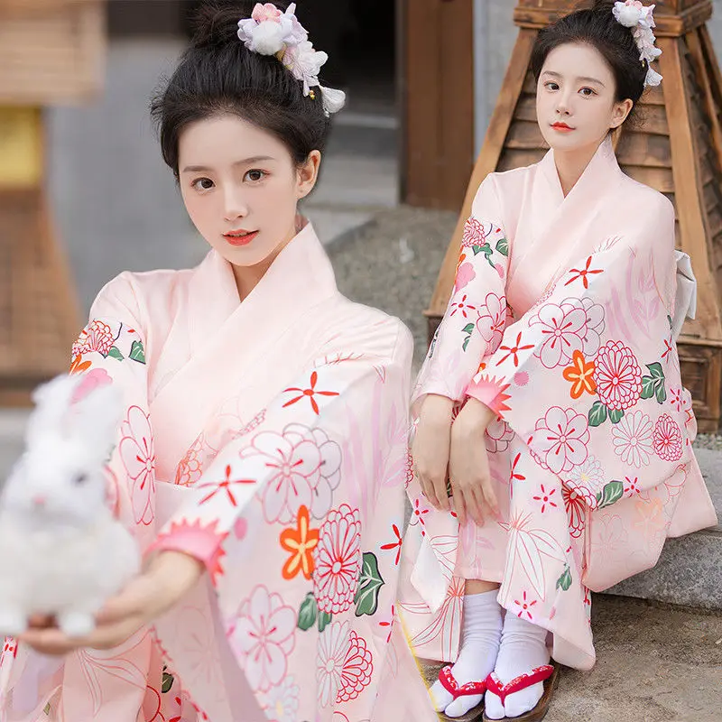 

Japanese Style Traditional Kimono Casual Samurai Women Ladies Geisha White Haori Yukata Bowknot High Quality Trend Loose Clothes