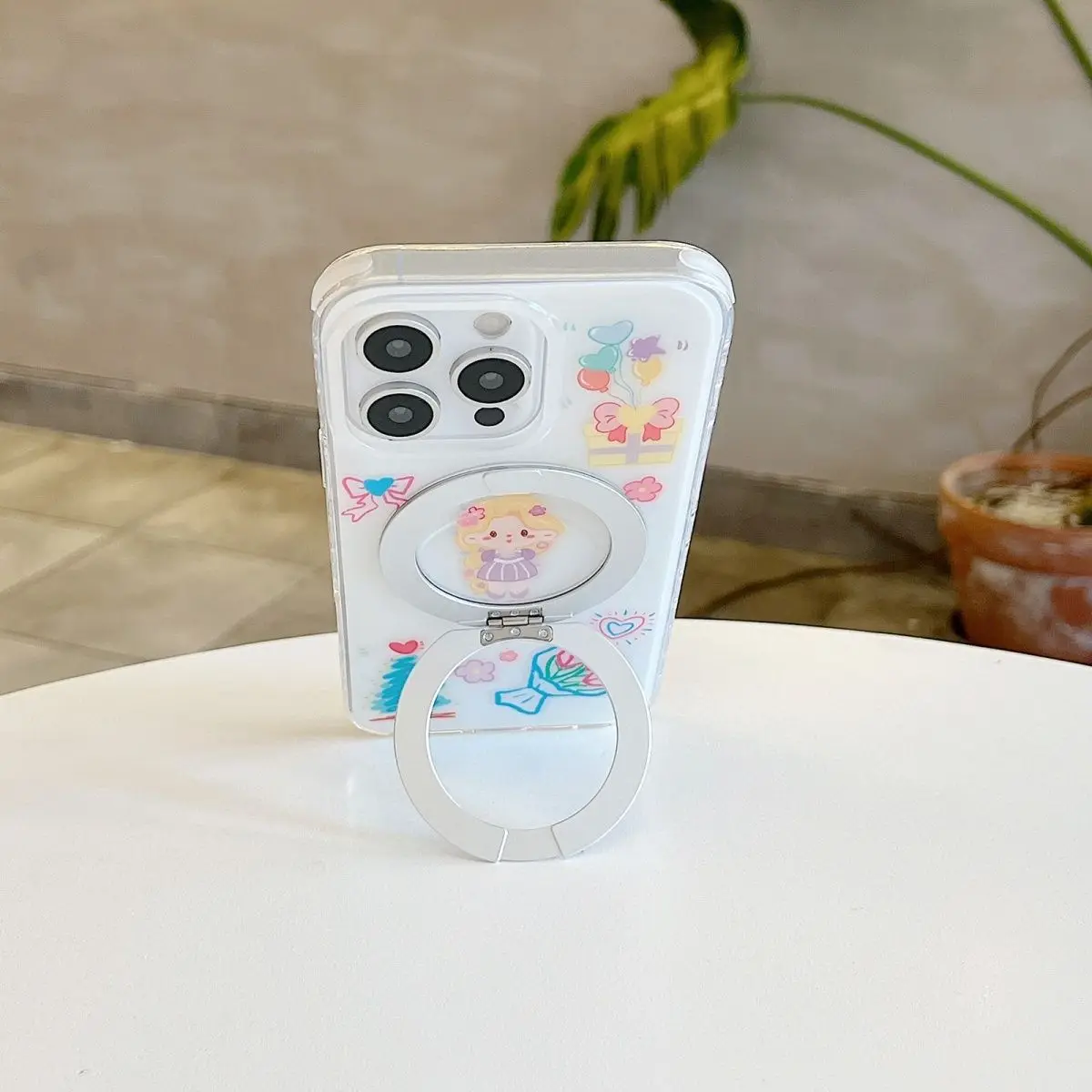 INS الكرتون لطيف الأرجواني فستان فتاة صغيرة بالتنقيط الغراء محور نقطة جراب هاتف آيفون 17 برو ماكس 14 15 16 برو ماكس مكافحة سقوط غطاء #6