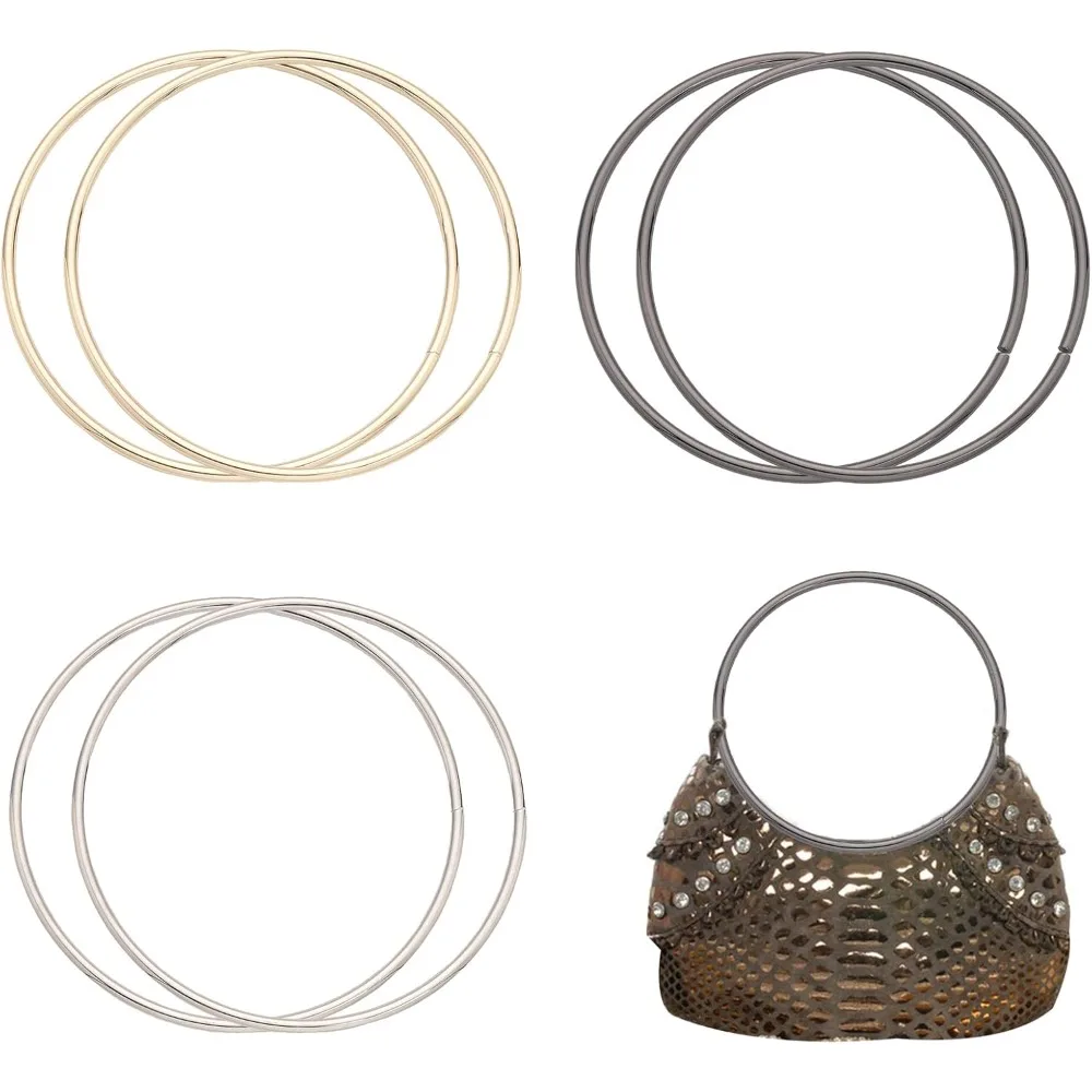 

6Pcs Round Metal Purse Handles Replacement Handles Bag Handle Hardware for DIY Bag Purse Handbags Totes Clutch Making