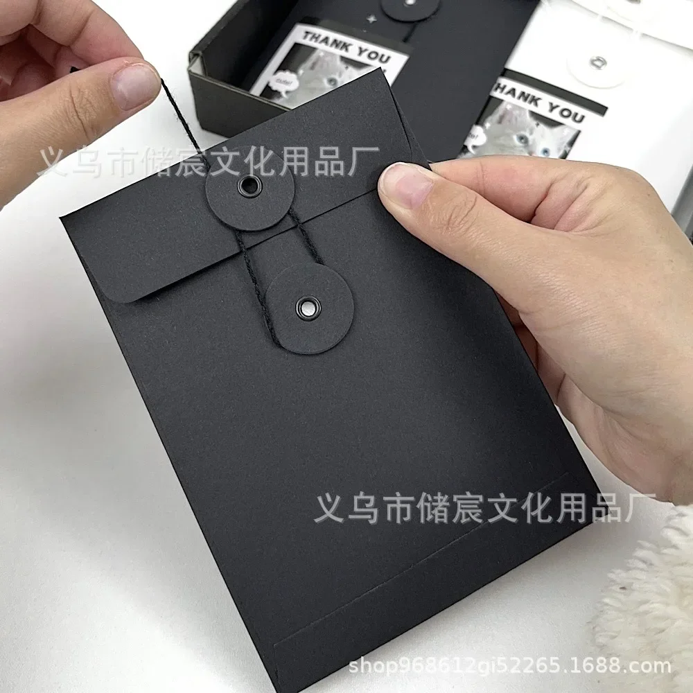 10Pcs INS Simple Advanced Black/White Kraft Paper Bag KPOP 3-inch Photo Card Packing Deco Envelope Novel Card Business Packaging