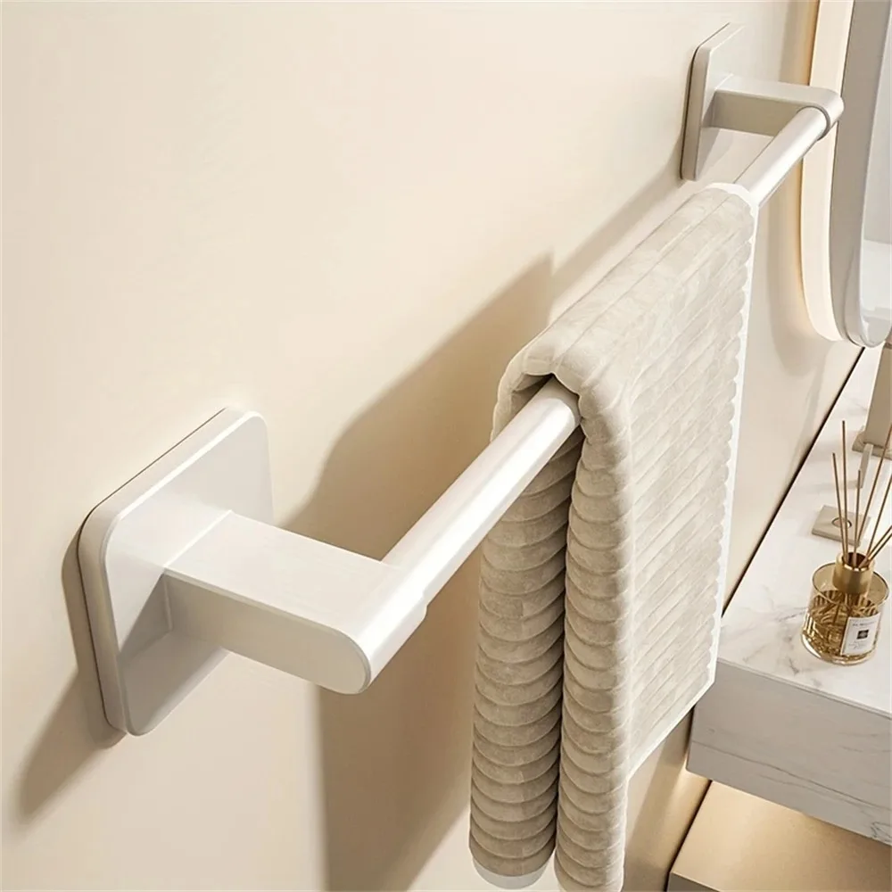 1 Piece Of Bathroom Facilities White Non-Perforated Wall-Mounted Bathroom Towel Bar Size 50cm Storage Rack Towel Rack image 4