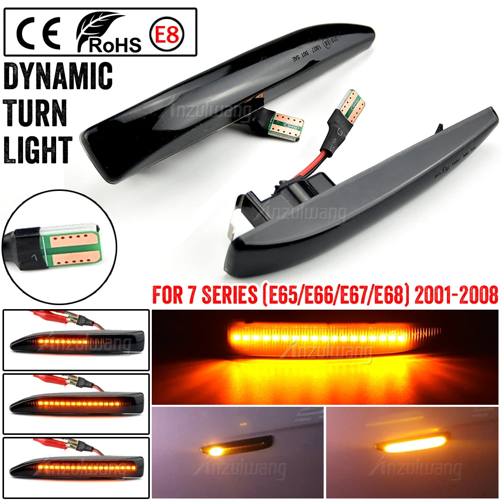 

For BMW 7 Series (E65/E66/E67/E68) 2001-2008 63137164757 Car Fender Side Marker Repeater Lights Dynamic LED Turn Signal Lamp