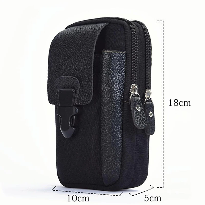 Men\'s Outdoor Sports Bag Casual Zipper Small Waist Bags Solid Card Packs Mobile Phone Pack Belt Coin Purse New