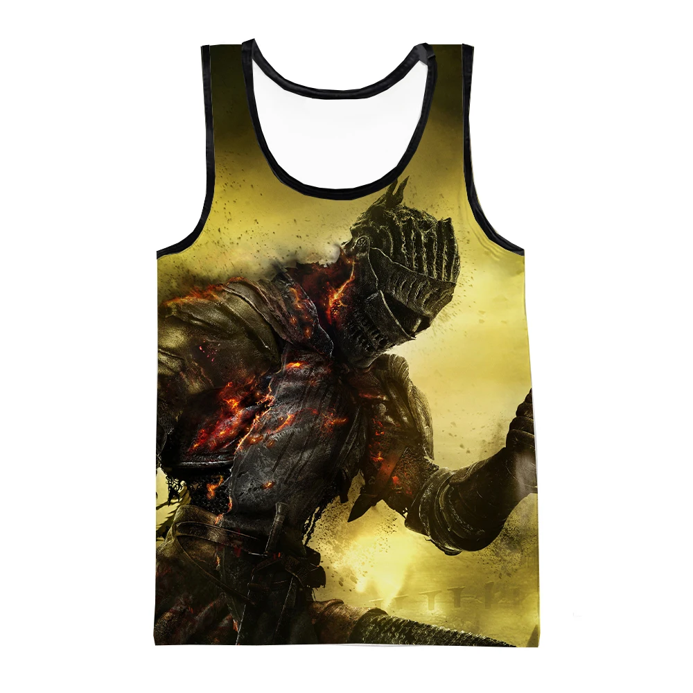 Summer Dark Souls Game 3D Print Tank Tops Men\'s Fashion Oversized Sleeveless Tank Top Bodybuilding Fitness Gym Vest Man Clothing