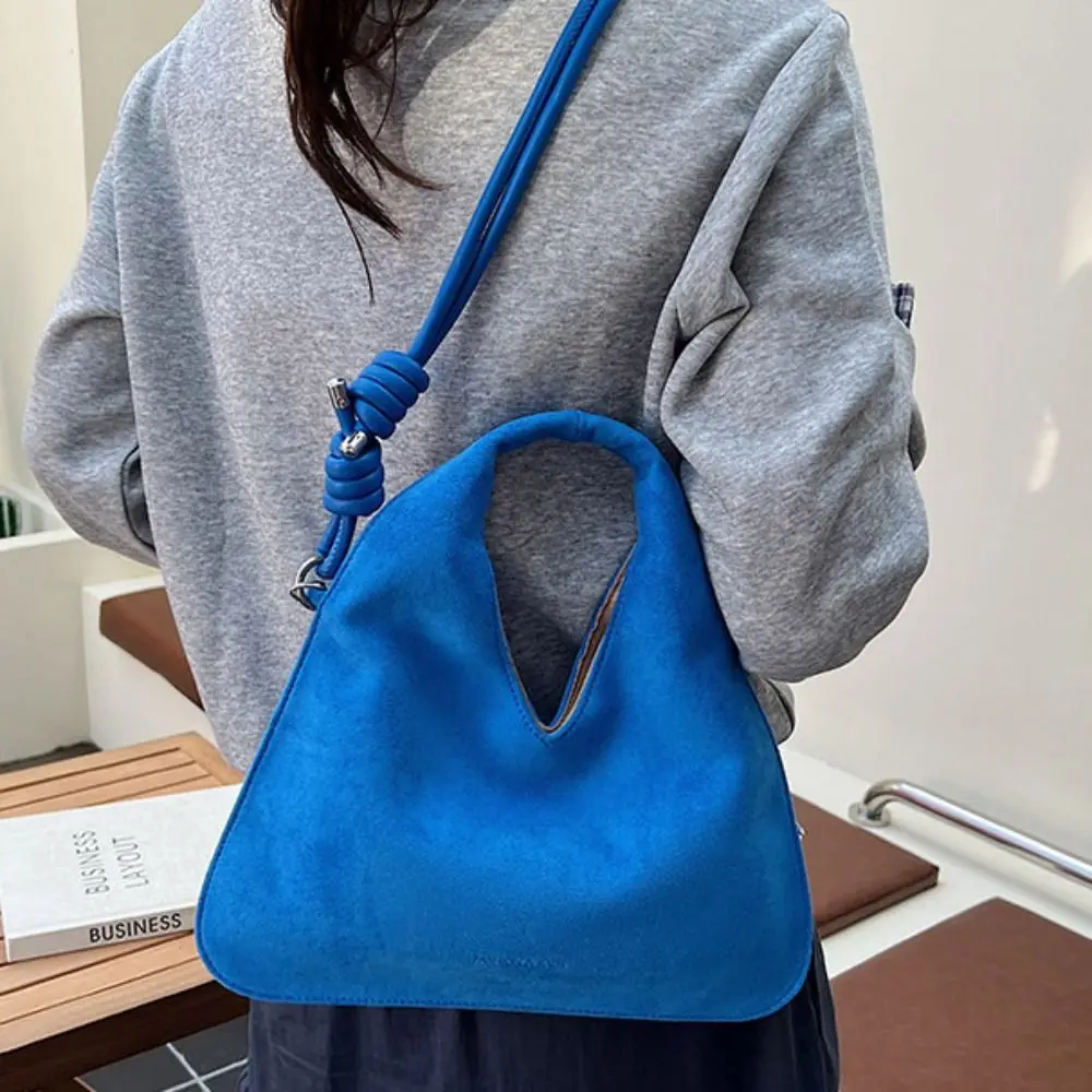 

Shoulder Bag Suede Triangular Hand Bag Large Capacity Handbag Slouchy Hobo Bags Candy Color Korean Style Solid Color Tote Bag
