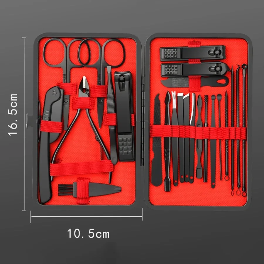 7/10/12/18/20/24PCS Set Set Set manicure professionale Kit Tagliaunghie per unghie dei piedi in acciaio inossidabile Set con portatile in pelle