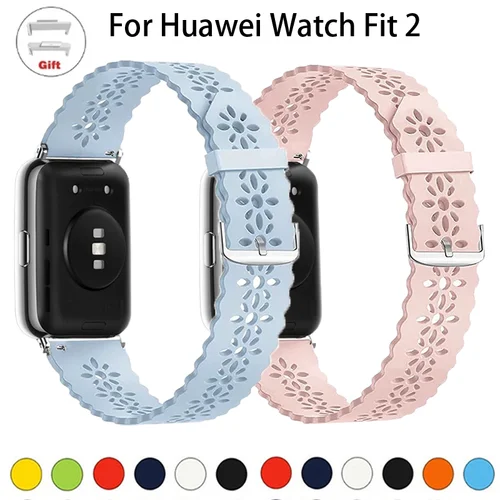 Correa de silicona para Huawei Watch Fit 2, accesorios para reloj inteligente, pulsera de repuesto, pulsera de encaje, correa para Huawei Watch fit2