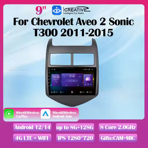 Android 14 Car Radio For Chevrolet Aveo 2 Sonic T300 2011-2015 Stereo Multimedia Video Player Navi GPS CarPlay Autoradio Auto